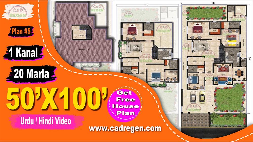 'Video thumbnail for 50X100 House Plan | 20 Marla House Plan | 1Kanal [ plan #5 ]'