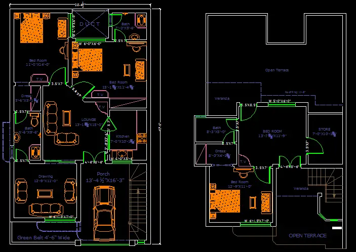 House Plan Ground and 1st Floor 28X48 plan