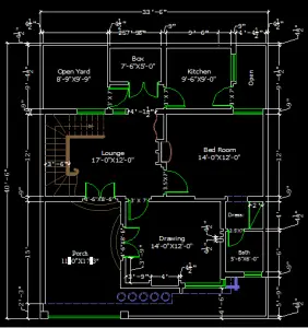 House Plan Ground and 1st Floor 33X44 plan free dwg auto cad free cad file free plan House plan