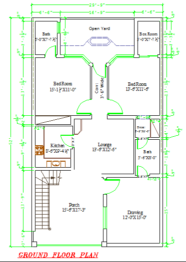 Free House Plan 30 X 52 DWG File CadReGen 