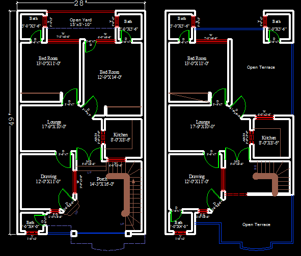 28x49 free house plan 5 marla house plan 6 marla house plan floor plan 3d views