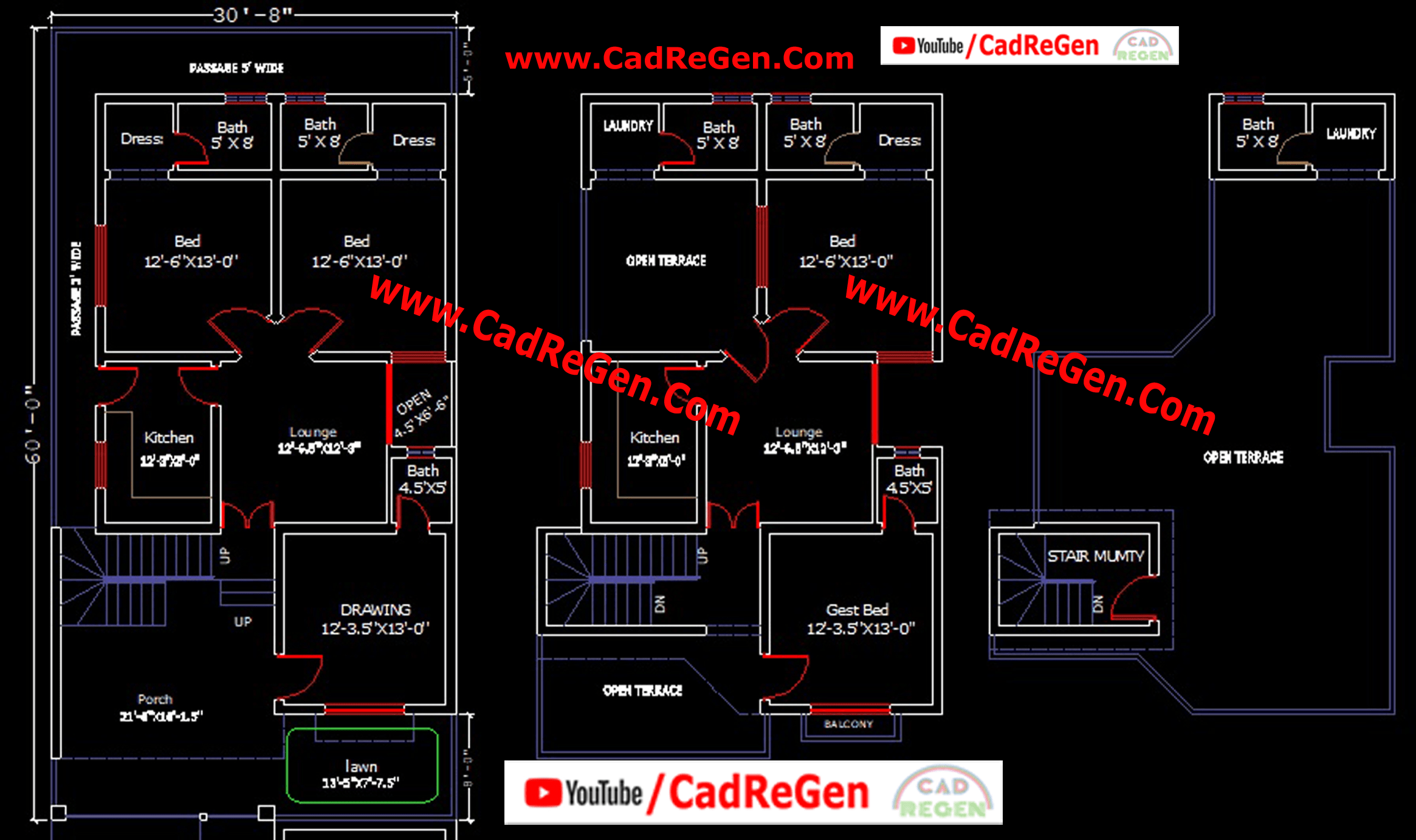 30 X 60 House Plan Free Cad Dwg File Cadregen