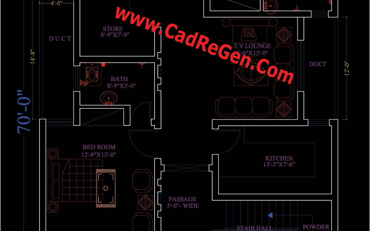 35 X 70 House Plan 3BKH 3 Bed Room House 9 Marla 10 Marla 11 Marla 2450 SFT Free Drawing