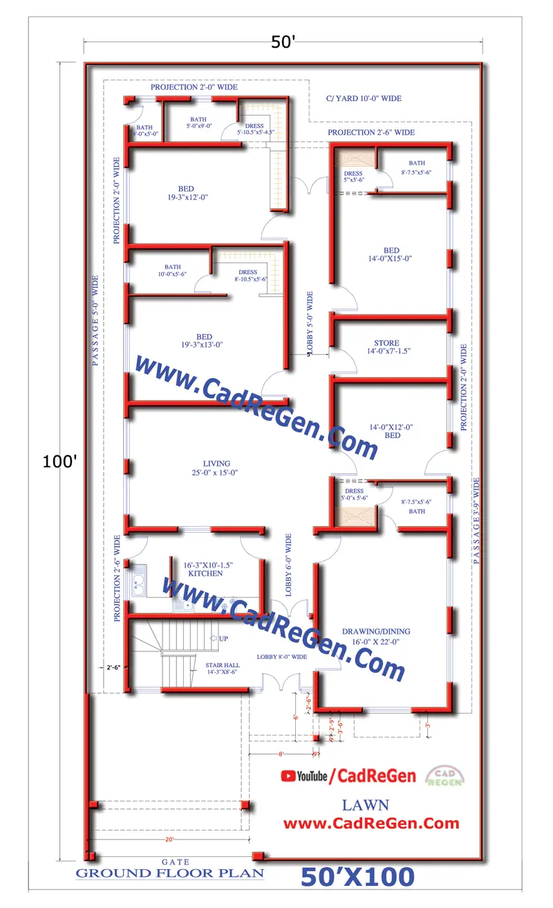 50x100-House-Plan-1-Kanal-Floor-Plan #6