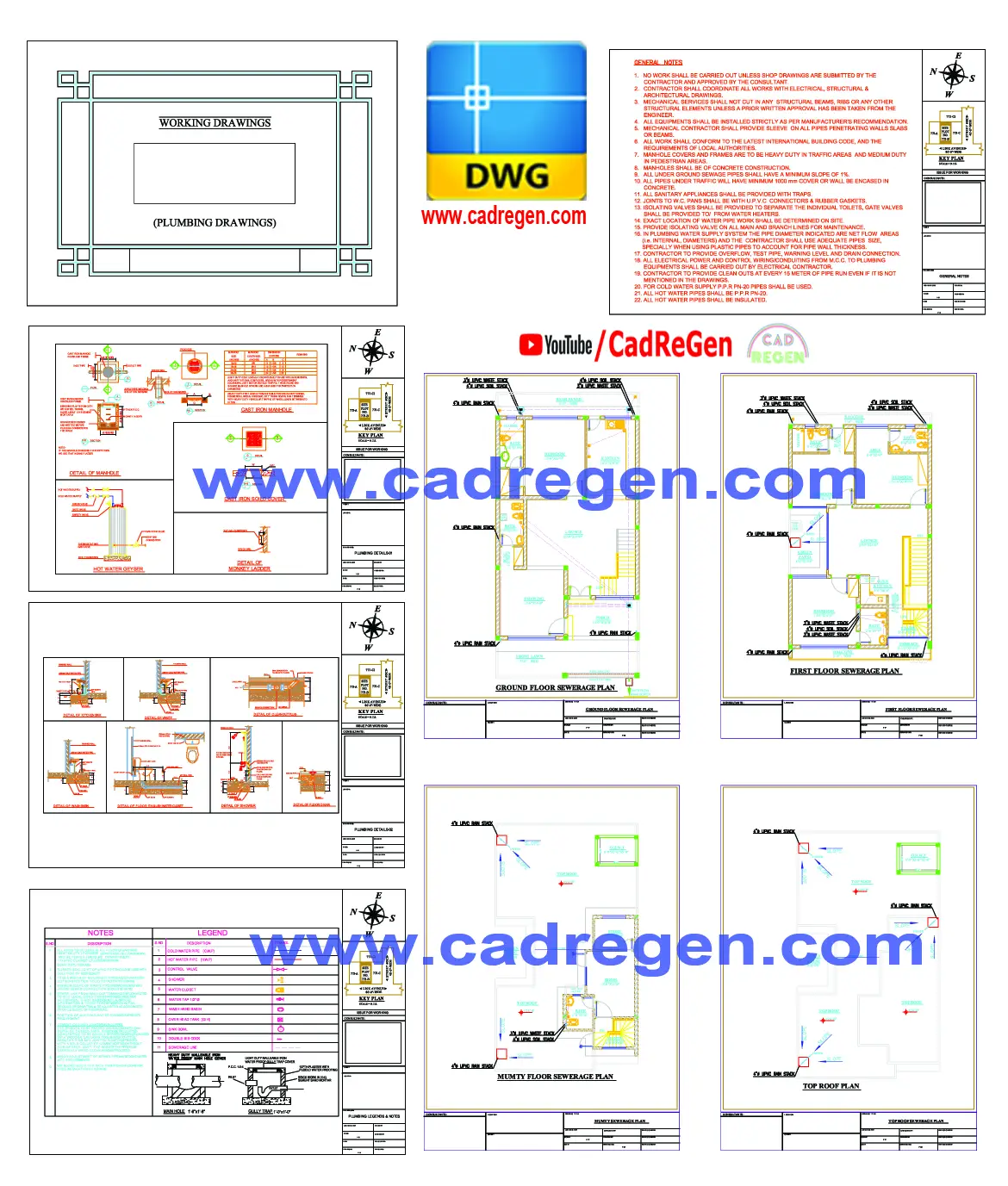 30X60 30X59 32X60 House Plan Floor Plan Sewerage Layout Plan DWG Cadregen